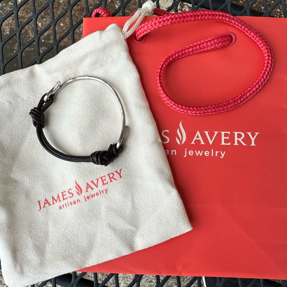 James Avery Brown Leather and Sterling Silver Bracelet